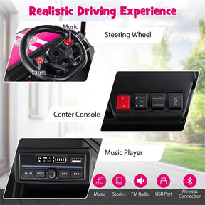 24V 4WD 2-Seater Kids Golf Cart with Sun Shade, Storage Trunk & Remote Control, LED Lights, Electric Ride on Toy Car for Boys Girls Ages 3+