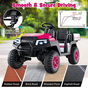 24V 4WD 2-Seater Kids Golf Cart with Sun Shade, Storage Trunk & Remote Control, LED Lights, Electric Ride on Toy Car for Boys Girls Ages 3+