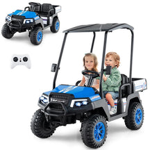 24V 4WD 2-Seater Kids Golf Cart with Sun Shade, Storage Trunk & Remote Control, LED Lights, Electric Ride on Toy Car for Boys Girls Ages 3+