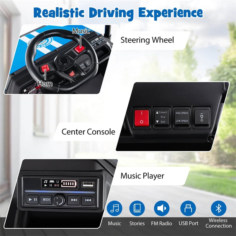 24V 4WD 2-Seater Kids Golf Cart with Sun Shade, Storage Trunk & Remote Control, LED Lights, Electric Ride on Toy Car for Boys Girls Ages 3+