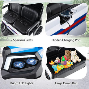 24V 4WD 2-Seater Kids Golf Cart with Sun Shade, Storage Trunk & Remote Control, LED Lights, Electric Ride on Toy Car for Boys Girls Ages 3+