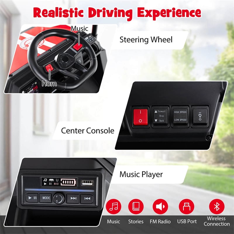 24V 4WD 2-Seater Kids Golf Cart with Sun Shade, Storage Trunk & Remote Control, LED Lights, Electric Ride on Toy Car for Boys Girls Ages 3+