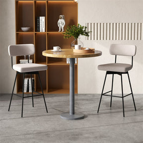 Swivel Bar Stools Set of 2, 29" Upholstered Bar Height Chairs with Back, Heavy-Duty Metal Legs & Footrest for Kitchen Island, Home Bar