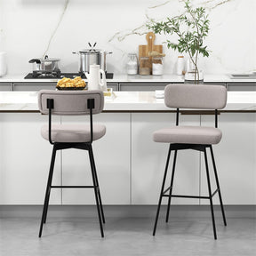 Swivel Bar Stools Set of 2, 29" Upholstered Bar Height Chairs with Back, Heavy-Duty Metal Legs & Footrest for Kitchen Island, Home Bar