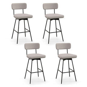 Swivel Bar Stools Set of 2, 29" Upholstered Bar Height Chairs with Back, Heavy-Duty Metal Legs & Footrest for Kitchen Island, Home Bar