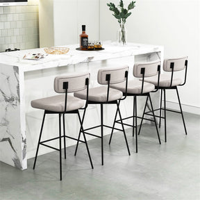 Swivel Bar Stools Set of 2, 29" Upholstered Bar Height Chairs with Back, Heavy-Duty Metal Legs & Footrest for Kitchen Island, Home Bar