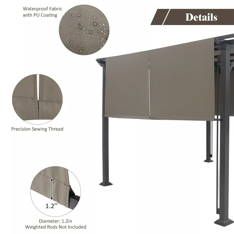 10 x 10 FT Metal Pergola with Retractable Canopy Outdoor Patio Pergola Gazebo Sun Shelter