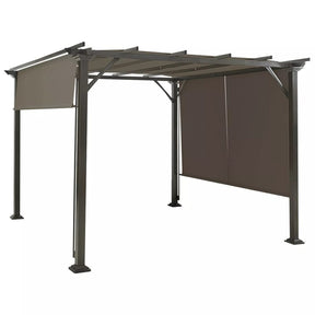 10 x 10 FT Metal Pergola with Retractable Canopy Outdoor Patio Pergola Gazebo Sun Shelter