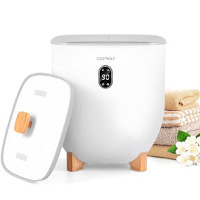 25L Electric Towel Warmer Bucket with Timer, Auto Shut Off, 2 Heat Levels, Large Hot Towel Heater, Fits Two 45" x 70" Towels, Bathrobes & Pajamas, White