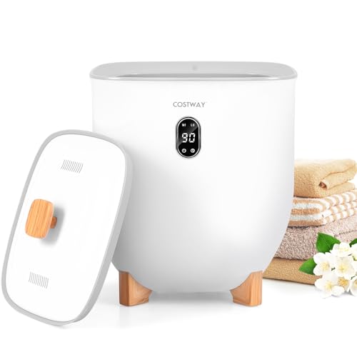 25L Electric Towel Warmer Bucket with Timer, Auto Shut Off, 2 Heat Levels, Large Hot Towel Heater, Fits Two 45" x 70" Towels, Bathrobes & Pajamas, White