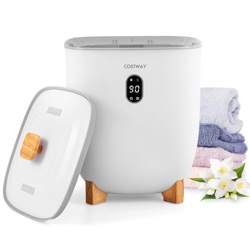 Upgraded Towel Warmer Bucket, 20L Hot Towel Bucket with PTC Air Heater for Rapid & Even Heating, Towel Heater & Dryer Combo Fits up to Two 45" x 70" Oversized Towels, White