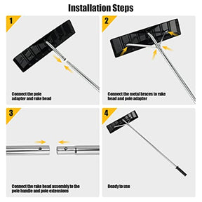 Snow Roof Rake, 4.8-20 FT Aluminum Roof Rakes for Snow Removal with 25” Blade, Extendable Pole, Anti-Slip Handle, Snow Removal Tool, Snow Rake for Leaves, Debris, Rooftop, Car Roof
