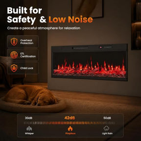 24/40/50/60 Inch 3-Sided Built-in Electric Fireplace Insert