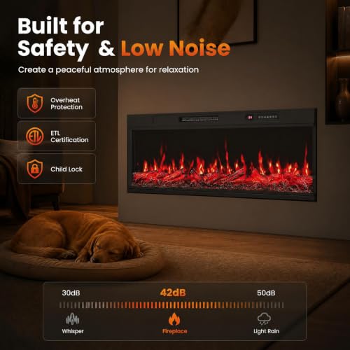 24/40/50/60 Inch 3-Sided Built-in Electric Fireplace Insert