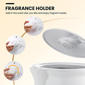 Towel Warmer Bucket, 20 L/5.3 Gallons Large Capacity Towel Warmer Barrel w/ Fragrance Holder, Auto Shut off, Hot Towel Heater for 2 Oversized 40" x 70" Oversized Towels, Bathrobes, Blankets, White/Gray