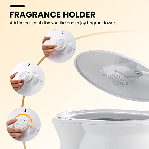 Towel Warmer Bucket, 20 L/5.3 Gallons Large Capacity Towel Warmer Barrel w/ Fragrance Holder, Auto Shut off, Hot Towel Heater for 2 Oversized 40" x 70" Oversized Towels, Bathrobes, Blankets, White/Gray