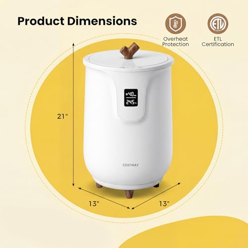 Bathroom Towel Warmer, 20L Electric Hot Towel Bucket with 3 Heat Settings, Timer, Auto Shut Off Safety Function, Towel Heater for 2 Oversized Towels, White
