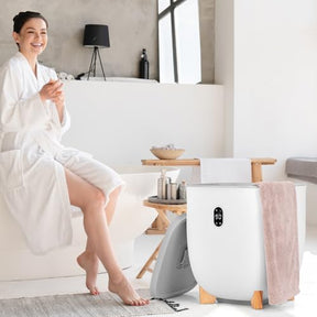 Upgraded Towel Warmer Bucket, 20L Hot Towel Bucket with PTC Air Heater for Rapid & Even Heating, Towel Heater & Dryer Combo Fits up to Two 45" x 70" Oversized Towels, White