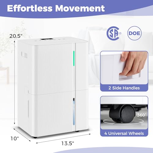 74 Pints Dehumidifier for Home, 4500 Sq. Ft Dehumidifier w/3 Modes, 24H Timer, 3-Color Indicator, Child Lock & Drain Hose, Energy Efficient Dehumidifier for Bathroom, Bedroom, Basement