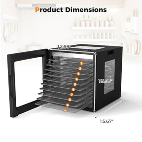 Dehydrator Machine with 10 Stainless Steel Racks, Dryer w/10 Preset Modes, 48-Hour Timer & 30-75℃ Adjustable Temperature, Food Dehydrator for Jerky, Vegetables, Fruits