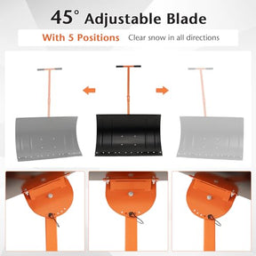 Efficient Snow Shovel with Wheels, 29" Snow Shovel with Detachable Cleaning Strip, Adjustable Handle & Large Wheels for Enhanced Maneuverability , Light Weighted Hand Push Snow Plow for Sidewalk, Driveway