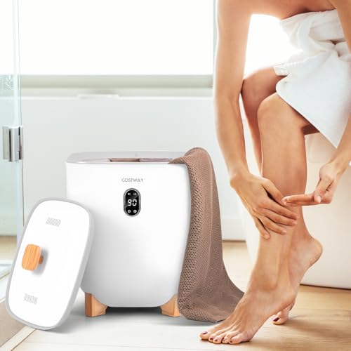 25L Electric Towel Warmer Bucket with Timer, Auto Shut Off, 2 Heat Levels, Large Hot Towel Heater, Fits Two 45" x 70" Towels, Bathrobes & Pajamas, White