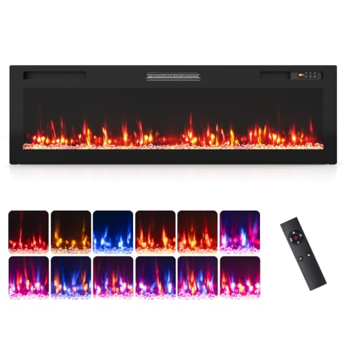 Smart WiFi Electric Fireplace, Recessed or Wall Mounted