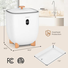 Upgraded Towel Warmer Bucket, 20L Hot Towel Bucket with PTC Air Heater for Rapid & Even Heating, Towel Heater & Dryer Combo Fits up to Two 45" x 70" Oversized Towels, White