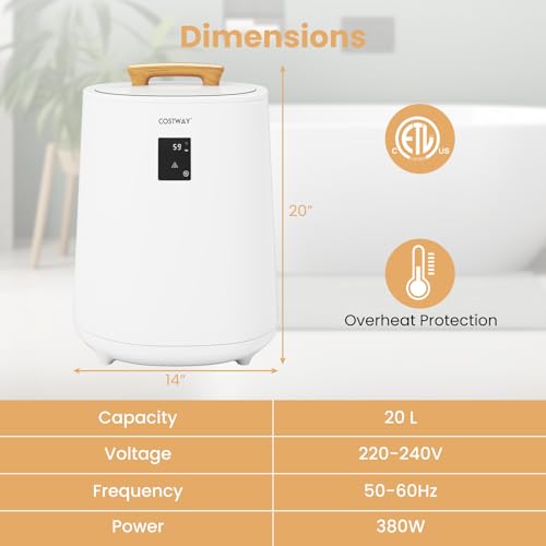 18 L Towel Warmer for Bathroom, Luxury Towel Heater with LED Display & Auto Shut off, Heated Towel Warmers Bucket for 2 40" x 70" Oversized Towels, Bathrobes, Blankets, Brown/ Pink/ Yellow/ White