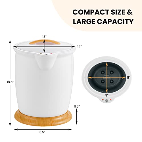 Towel Warmer Bucket, 20 L/5.3 Gallons Large Capacity Towel Warmer Barrel w/ Fragrance Holder, Auto Shut off, Hot Towel Heater for 2 Oversized 40" x 70" Oversized Towels, Bathrobes, Blankets, White/Gray