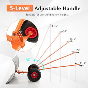 Efficient Snow Shovel with Wheels, 29" Snow Shovel with Detachable Cleaning Strip, Adjustable Handle & Large Wheels for Enhanced Maneuverability , Light Weighted Hand Push Snow Plow for Sidewalk, Driveway