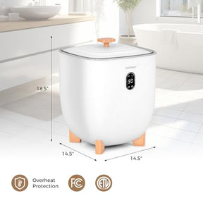 25L Electric Towel Warmer Bucket with Timer, Auto Shut Off, 2 Heat Levels, Large Hot Towel Heater, Fits Two 45" x 70" Towels, Bathrobes & Pajamas, White