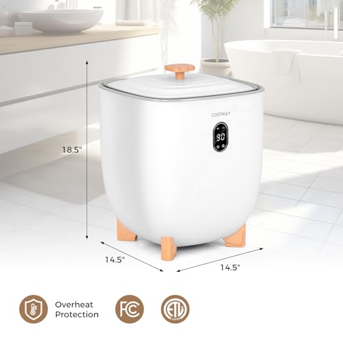 25L Electric Towel Warmer Bucket with Timer, Auto Shut Off, 2 Heat Levels, Large Hot Towel Heater, Fits Two 45" x 70" Towels, Bathrobes & Pajamas, White