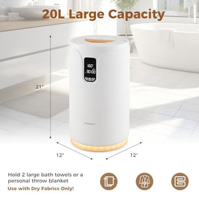 20L Large Portable Blanket Heater with RGB Ambient Light, Portable Towel Warmer with 0.5-24H Delay Timer and 30/60/90 Min Heat Settings, Hot Towel Bucket for Two Large 45 x 70 Inches Towels