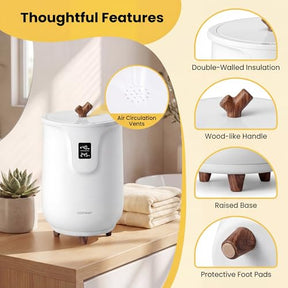 Bathroom Towel Warmer, 20L Electric Hot Towel Bucket with 3 Heat Settings, Timer, Auto Shut Off Safety Function, Towel Heater for 2 Oversized Towels, White