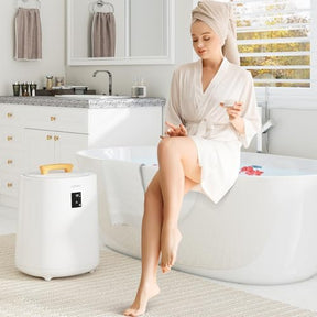 18 L Towel Warmer for Bathroom, Luxury Towel Heater with LED Display & Auto Shut off, Heated Towel Warmers Bucket for 2 40" x 70" Oversized Towels, Bathrobes, Blankets, Brown/ Pink/ Yellow/ White
