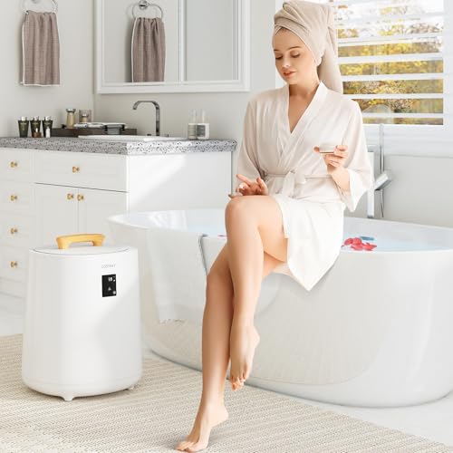 18 L Towel Warmer for Bathroom, Luxury Towel Heater with LED Display & Auto Shut off, Heated Towel Warmers Bucket for 2 40" x 70" Oversized Towels, Bathrobes, Blankets, Brown/ Pink/ Yellow/ White