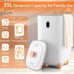 35L Towel Warmer Bucket, Fast Heated Large Hot Towel Bucket with PTC Air Heater & Fragrance Disc, Towel Heater & Dryer Combo Fits up to 4 (45" x 70") Oversized Towels, Blankets