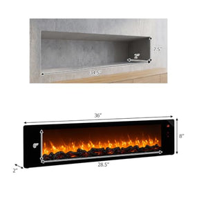 36" Electric Fireplace w/5-Level Adjustable Brightness & Speed