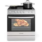 Electric Range, 30 Inch Freestanding & Slide-in Kitchen Stove with 4 Burners Ceramic Cooktop, 5.1 Cu.Ft. Capacity, Stainless Steel Convection Oven with 3 Cooking Modes and 10-120 Mins Timer