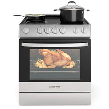 Electric Range, 30 Inch Freestanding & Slide-in Kitchen Stove with 4 Burners Ceramic Cooktop, 5.1 Cu.Ft. Capacity, Stainless Steel Convection Oven with 3 Cooking Modes and 10-120 Mins Timer