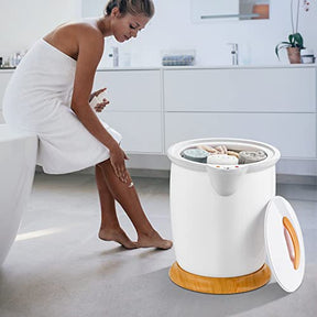 Towel Warmer Bucket, 20 L/5.3 Gallons Large Capacity Towel Warmer Barrel w/ Fragrance Holder, Auto Shut off, Hot Towel Heater for 2 Oversized 40" x 70" Oversized Towels, Bathrobes, Blankets, White/Gray