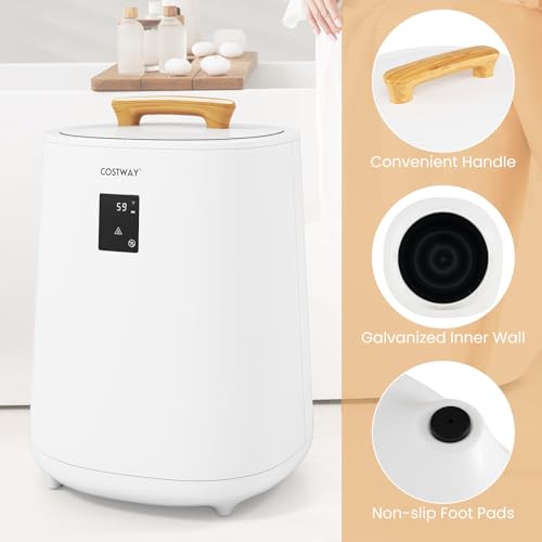 18 L Towel Warmer for Bathroom, Luxury Towel Heater with LED Display & Auto Shut off, Heated Towel Warmers Bucket for 2 40" x 70" Oversized Towels, Bathrobes, Blankets, Brown/ Pink/ Yellow/ White