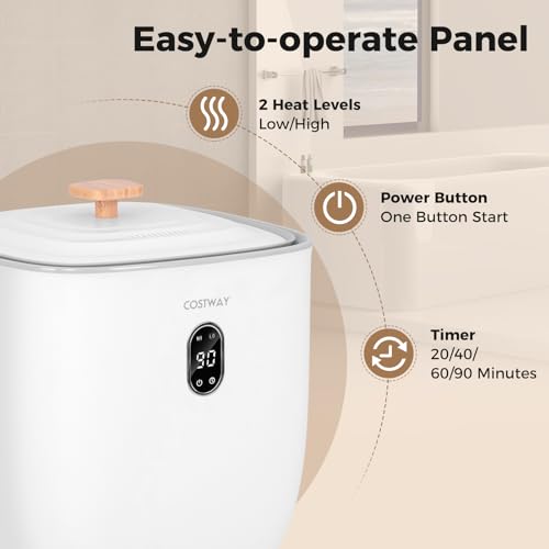 25L Electric Towel Warmer Bucket with Timer, Auto Shut Off, 2 Heat Levels, Large Hot Towel Heater, Fits Two 45" x 70" Towels, Bathrobes & Pajamas, White