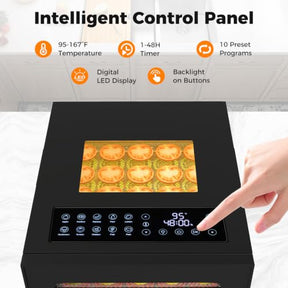 Dehydrator Machine with 10 Stainless Steel Racks, Dryer w/10 Preset Modes, 48-Hour Timer & 30-75℃ Adjustable Temperature, Food Dehydrator for Jerky, Vegetables, Fruits