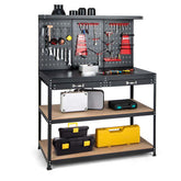 48" x 24" Metal Tool Workbench with Pegboard, 965LBS Capacity Heavy Duty Work Table with Drawers, 25 Hanging Accessories