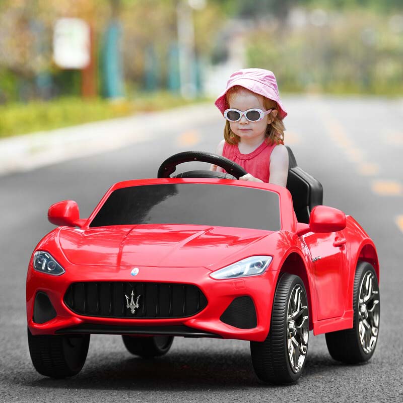 4-Wheel Licensed Maserati Kids Ride On Car, 12V Battery Powered Electric Toy Car with Parent Remote Control, Lights, Horn, Music