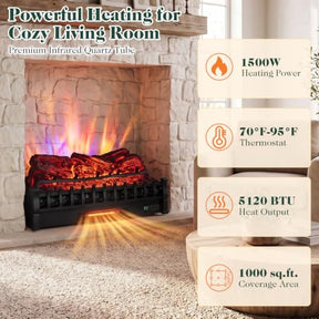 Infrared Quartz Electric Fireplace Heater w/ App, Remote, Alexa & Google Assistant Compatible, 5 Flame Modes, 8H Timer, 1500W
