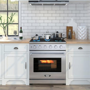 30 Inches Natural Gas Range, 120V Freestanding Gas Range with 5 Burners Cooktop & 4.55 Cu.Ft. Convection Oven, Storage Drawer, Dual Fuels Range with Cast Iron Grates & Enamel Interior, Stainless Steel