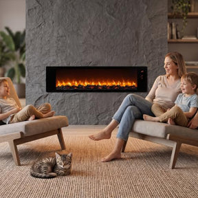 36" Electric Fireplace w/5-Level Adjustable Brightness & Speed
